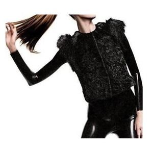 Neiman Marcus Skaist Taylor Faux Fur Fashion Vest Jacket Black Size Medium